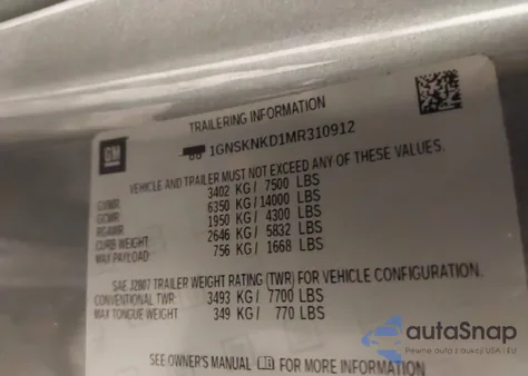 2021 Chevrolet Tahoe 4Wd Lt from USA, damaged, VIN 1GNSKNKD1MR310912